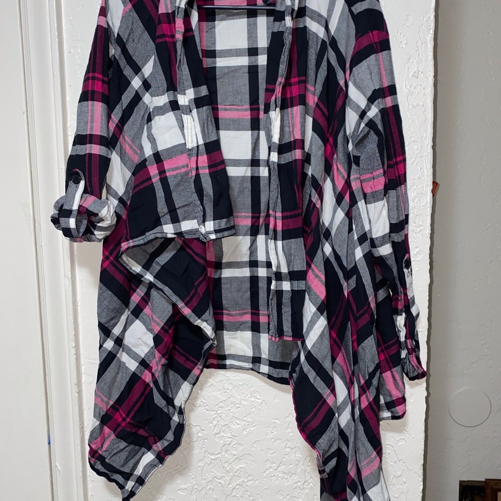 Plaid Open Front Cardigan